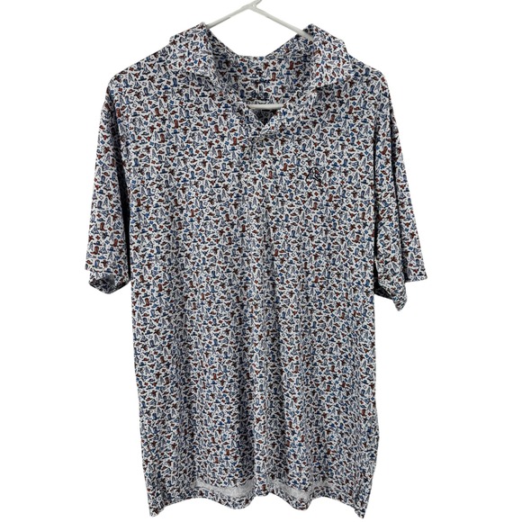 Rhoback Mens Large Lone Star Texas Rodeo Novelty Print Performance Polo Shirt - Picture 4 of 13